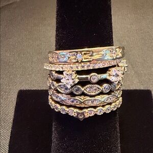 Elegant Gold and Silver Stacked Rings